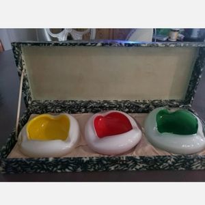 Vintage Mid Century set of 3 glass Ashtrays